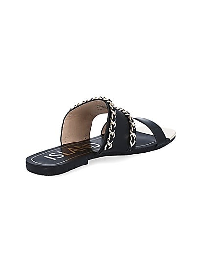 360 degree animation of product Black chain detail mule sandals frame-12