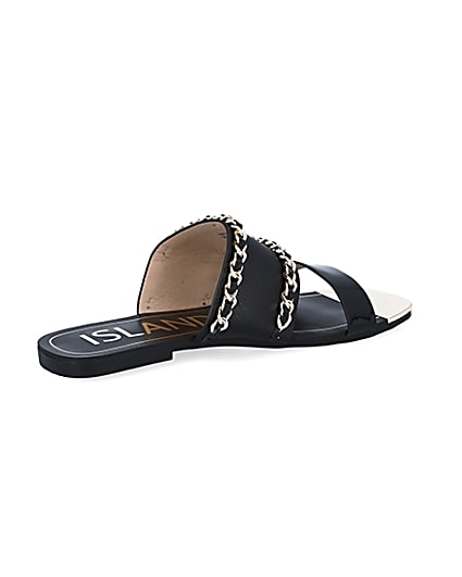 360 degree animation of product Black chain detail mule sandals frame-13