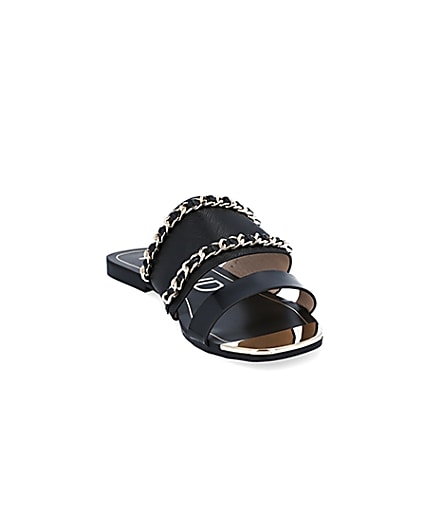 360 degree animation of product Black chain detail mule sandals frame-19