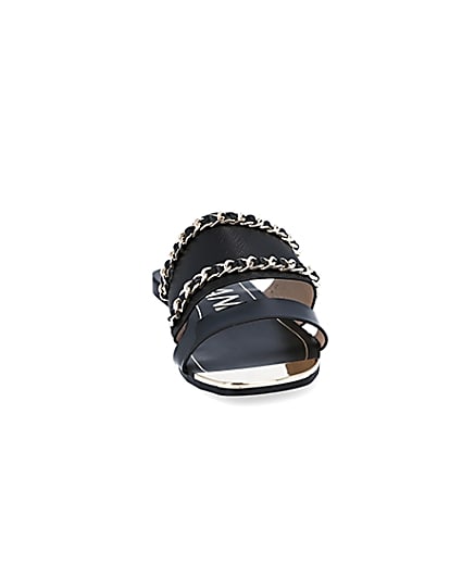 360 degree animation of product Black chain detail mule sandals frame-20