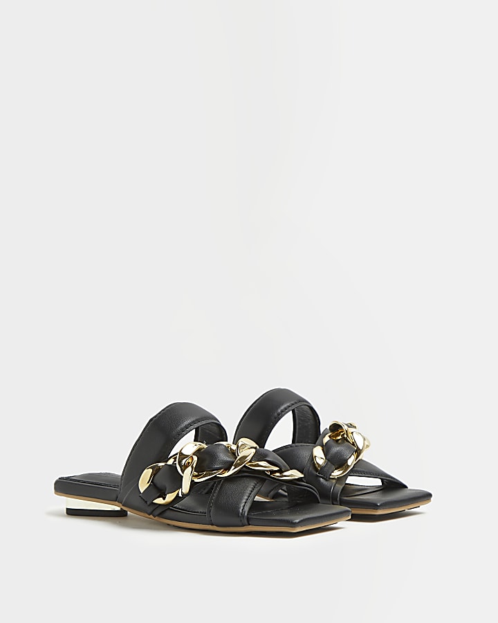 Black chain detail sandals