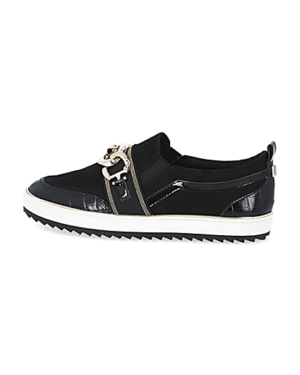 360 degree animation of product Black chain detail slip on trainers frame-4