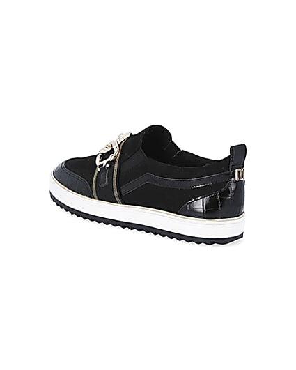 360 degree animation of product Black chain detail slip on trainers frame-6