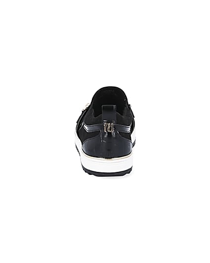 360 degree animation of product Black chain detail slip on trainers frame-9