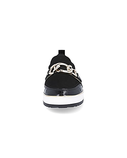 360 degree animation of product Black chain detail slip on trainers frame-21