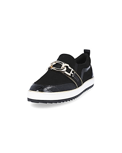 360 degree animation of product Black chain detail slip on trainers frame-23