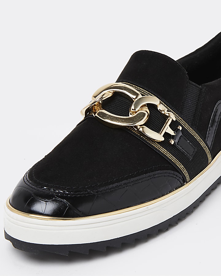 Black chain detail slip on trainers