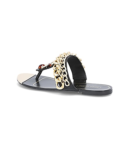 360 degree animation of product Black chain toe thong sandals frame-8