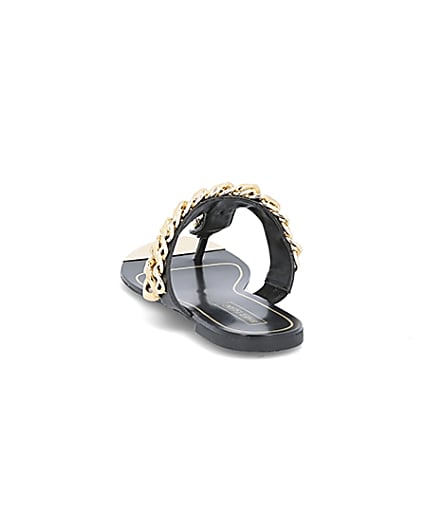 360 degree animation of product Black chain toe thong sandals frame-11