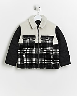 Black Check Borg Quilted SHACKET