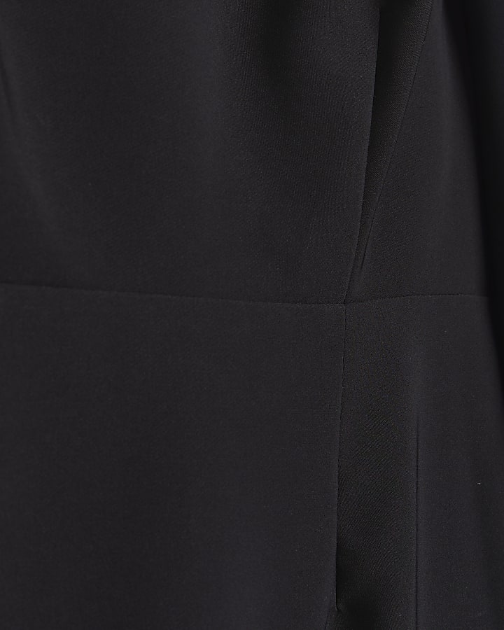 Black chiffon cape sleeve midi dress