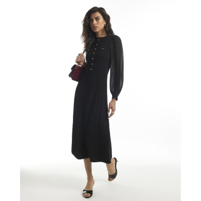 Chiffon Pointelle Maxi Dress