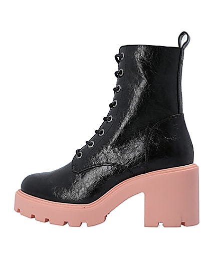 360 degree animation of product Black chunky biker ankle boots frame-4