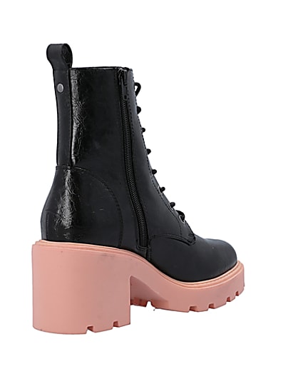 360 degree animation of product Black chunky biker ankle boots frame-12