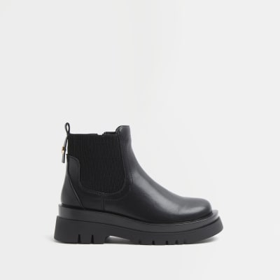 river island chunky chelsea boot in black