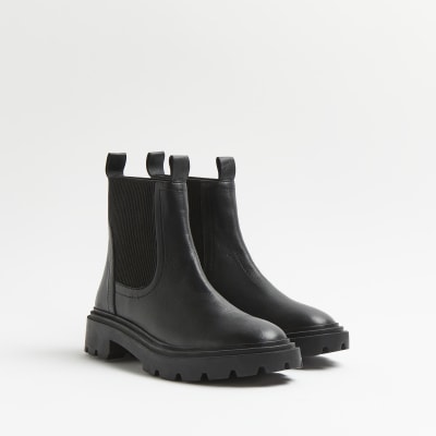 river island chunky chelsea boot in black