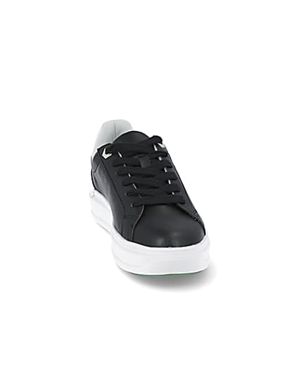 360 degree animation of product Black chunky flat lace up trainers frame-20
