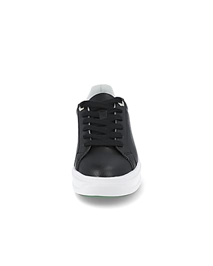 360 degree animation of product Black chunky flat lace up trainers frame-21