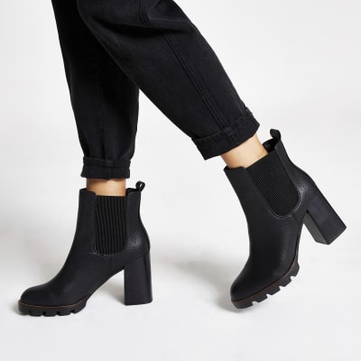 river island block heel chelsea boots