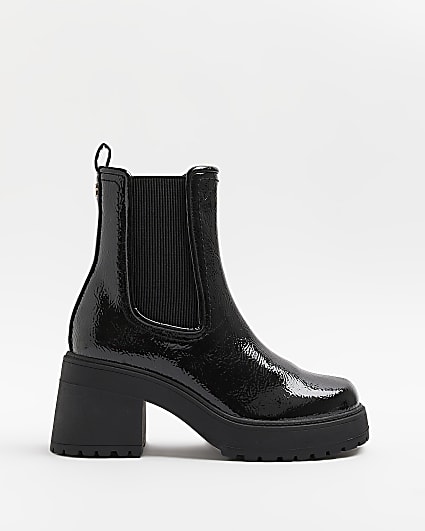 Black chunky heeled boots