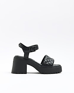 Black chunky heeled sandals