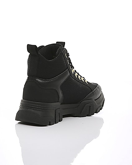 360 degree animation of product Black chunky lace-up trainers frame-13