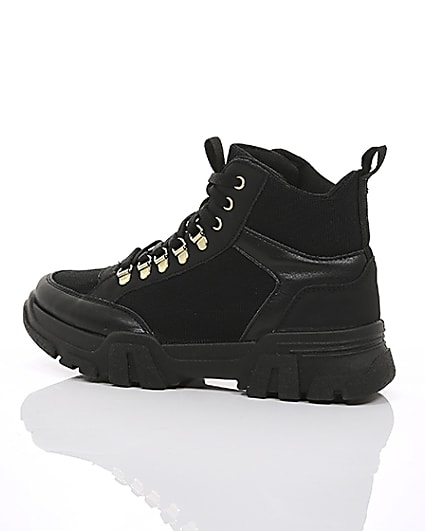 360 degree animation of product Black chunky lace-up trainers frame-20