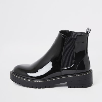 patent heeled chelsea boots