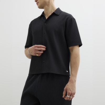 Black Chunky Plisse Shirt