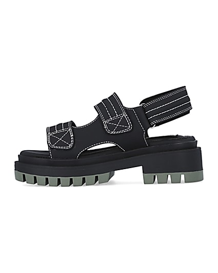 360 degree animation of product Black chunky sandals frame-3