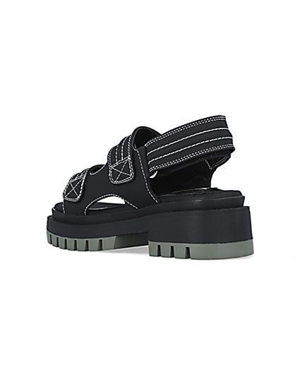 360 degree animation of product Black chunky sandals frame-6