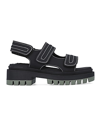 360 degree animation of product Black chunky sandals frame-15