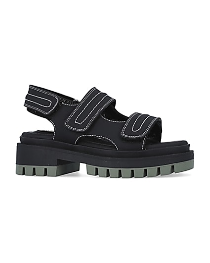 360 degree animation of product Black chunky sandals frame-16