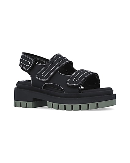 360 degree animation of product Black chunky sandals frame-17