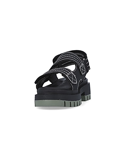 360 degree animation of product Black chunky sandals frame-22