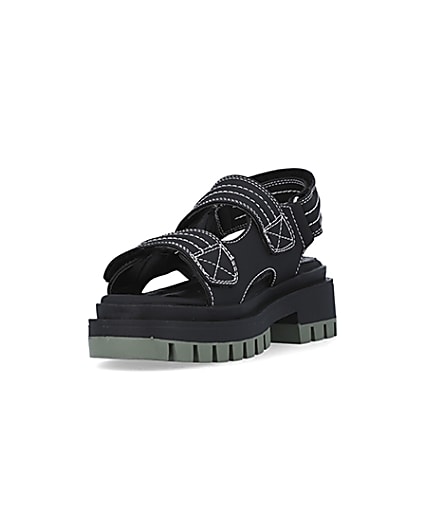 360 degree animation of product Black chunky sandals frame-23