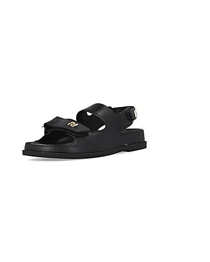 360 degree animation of product Black chunky sandals frame-0
