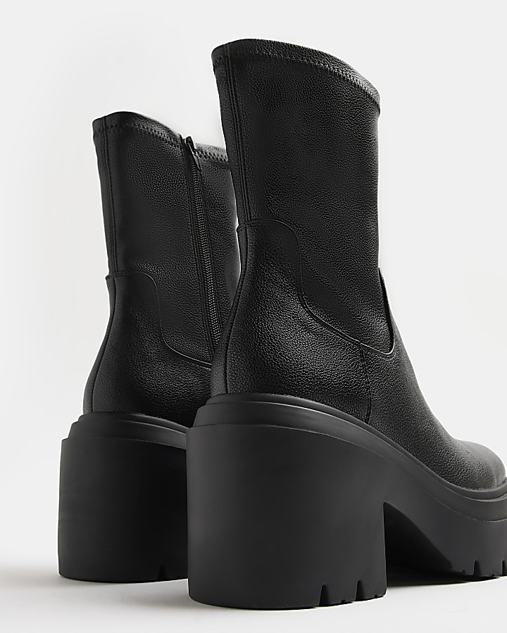 Black chunky sole anke boots