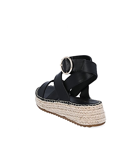 360 degree animation of product Black chunky wedge sandals frame-7
