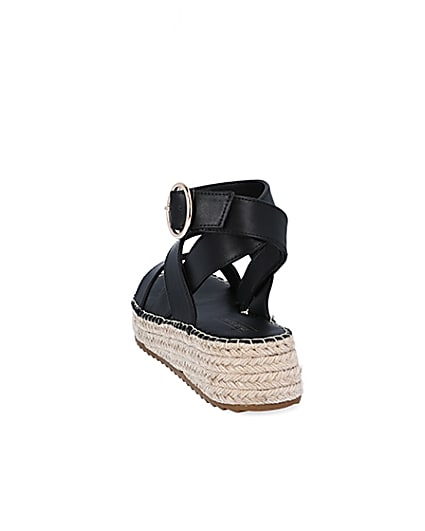 360 degree animation of product Black chunky wedge sandals frame-8