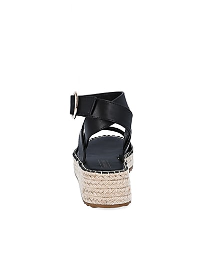 360 degree animation of product Black chunky wedge sandals frame-9