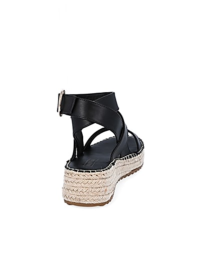 360 degree animation of product Black chunky wedge sandals frame-10