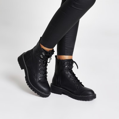 black lace up hiking boots