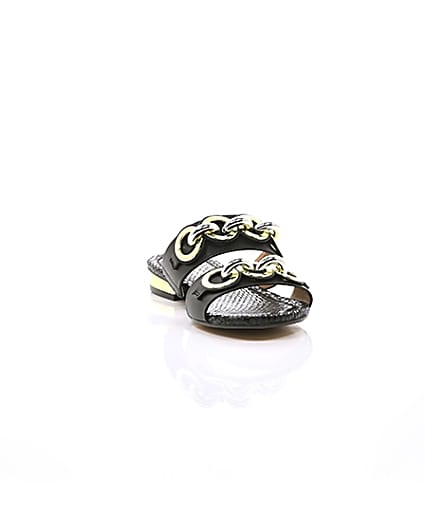 360 degree animation of product Black circle chain mule sandals frame-5