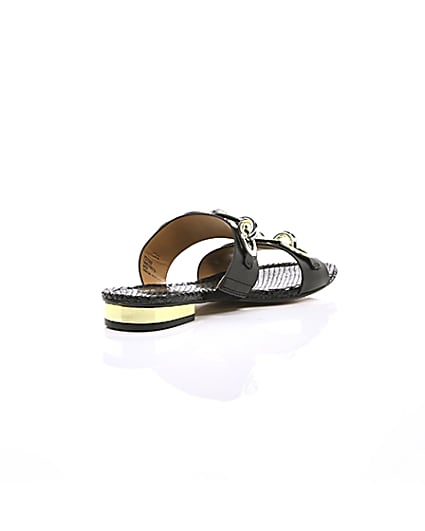 360 degree animation of product Black circle chain mule sandals frame-13