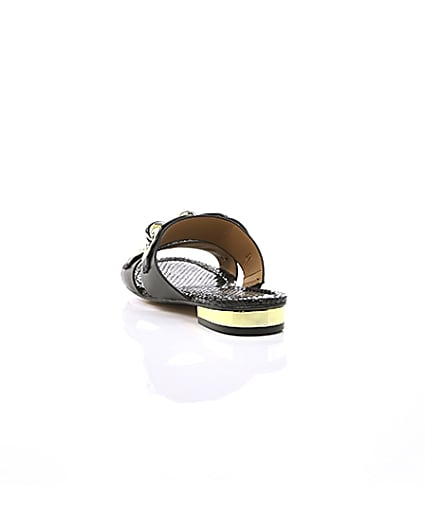 360 degree animation of product Black circle chain mule sandals frame-17