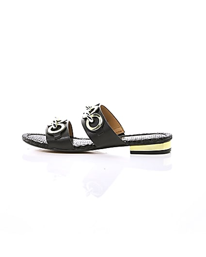 360 degree animation of product Black circle chain mule sandals frame-21