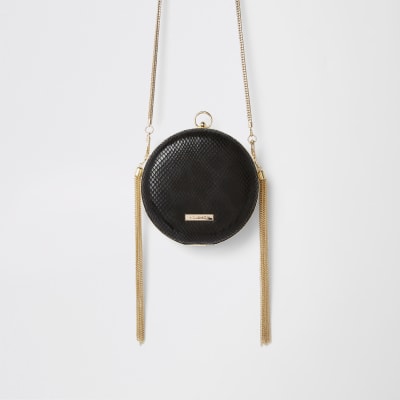 Black circle tassel cross body bag