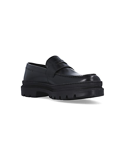 360 degree animation of product Black Cleated sole Loafers frame-18