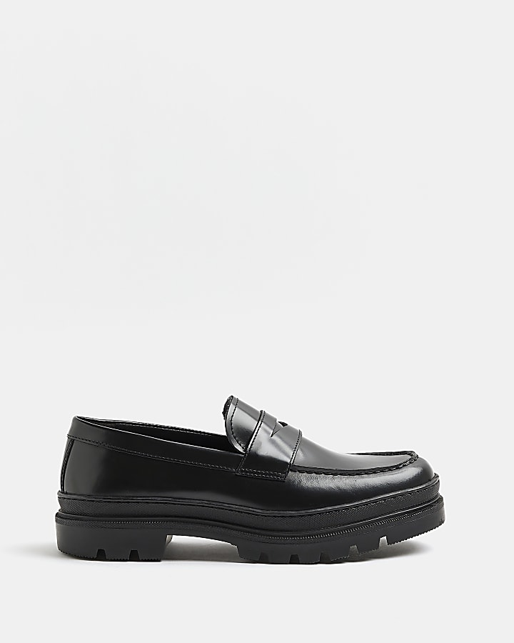 Black Cleated sole Loafers